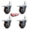 Service Caster 4'' Maroon Poly Swivel 7/16'' Stem Caster Set with Total Lock Brake, 4PK SCC-GRTTL20S414-PPUB-MRN-716138-4 - alternate 4